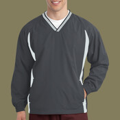 Tipped V Neck Raglan Wind Shirt