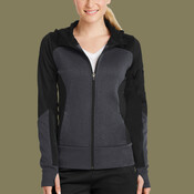 Ladies Tech Fleece Colorblock Full Zip Hooded Jacket