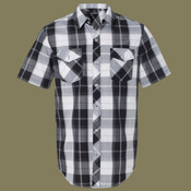 Men's Short-Sleeve Plaid Pattern Woven Shirt