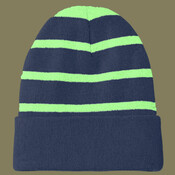 Striped Beanie with Solid Band