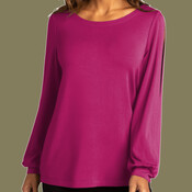 Ladies Luxe Knit Jewel Neck Top