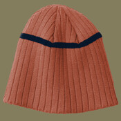 Rib Knit Beanie with Stripe