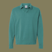 Unisex Garment-Dyed Polo Collar Sweatshirt