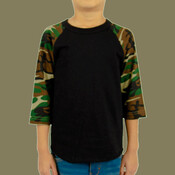 Youth Three-Quarter Sleeve Camo Raglan T-Shirt