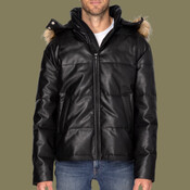 Unisex Vegan Leather Puffer Jacket