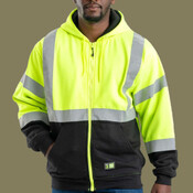 Men's Hi-Vis Class 3 Color Block Full-Zip Hooded Sweatshirt
