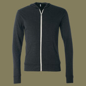 Unisex Triblend Lightweight Full-Zip Hooded Long Sleeve Tee