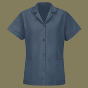 Women's Loose Fit Short Sleeve Button Smock