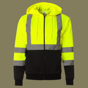 Unisex Hi-Vis Full-Zip Hooded Sweatshirt