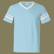 V-Neck Jersey with Striped Sleeves