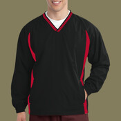 Tipped V Neck Raglan Wind Shirt