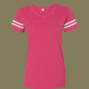 Women's Football V-Neck Fine Jersey Tee