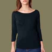 6344 Sheer Jersey 3/4 Sleeve Boat Neck