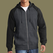 Raglan Colorblock Full Zip Hooded Fleece Jacket