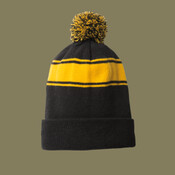 Stripe Pom Pom Beanie