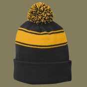 Stripe Pom Pom Beanie