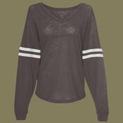 Women’s Slub Jersey Varsitee V-Neck Long Sleeve T-Shirt