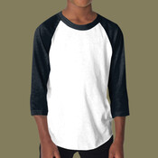 BB253 Youth Poly-Cotton 3/4 Sleeve Raglan