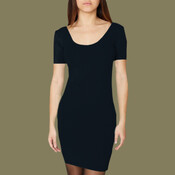 rsa8340 Cotton Spandex Jersey Double-U Neck Mini Dress