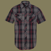 Men's Short-Sleeve Plaid Pattern Woven Shirt