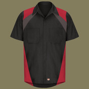 Tri-Color Short Sleeve Shop Shirt