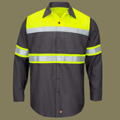 Men's Hi-Visibility Colorblock Ripstop Long Sleeve Work Shirt