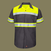 Men's Hi-Visibility Colorblock Ripstop Short Sleeve Work Shirt
