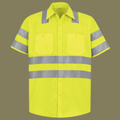 Men's High Visibility Safety Short Sleeve Work Shirt