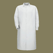 Unisex Gripper-Front Pocketless Butcher Coat With Knit Cuffs