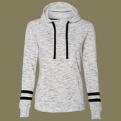 Women’s Mélange Fleece Striped-Sleeve Hooded Sweatshirt