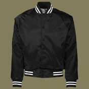 Unisex Satin Baseball Jacket Striped Trim