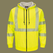Men's Hi-Visibility Zip-Front Hooded Fleece Sweatshirt with Waffle Lining