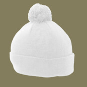 Knit Fold Over Pom-Pom Beanie