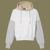 Women's Sueded Fleece Colorblocked Crop Hooded Sweatshirt