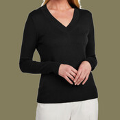 Women's Cotton Stretch V Neck Sweater