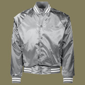 Satin Baseball Jacket/Striped Trim