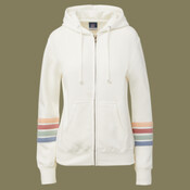 Women's Striped Sleeves Full-Zip Hooded Sweatshirt