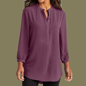 Women's 3/4 Sleeve Textured Crepe Tunic