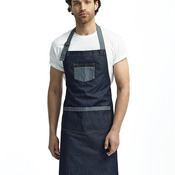 Domain Contrast Denim Bib Apron with Pocket
