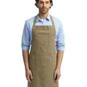 Cotton Chino Bib Apron with Pocket