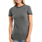 Junior Ladies Perfect Weight Heathered Jersey Ringer Tee