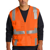 Ansi 107 Class 2 Mesh Six Pocket Zippered Vest