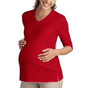 Port Authority® - Ladies Silk Touch™ Maternity 3/4-Sleeve V-Neck Shirt. L561M.